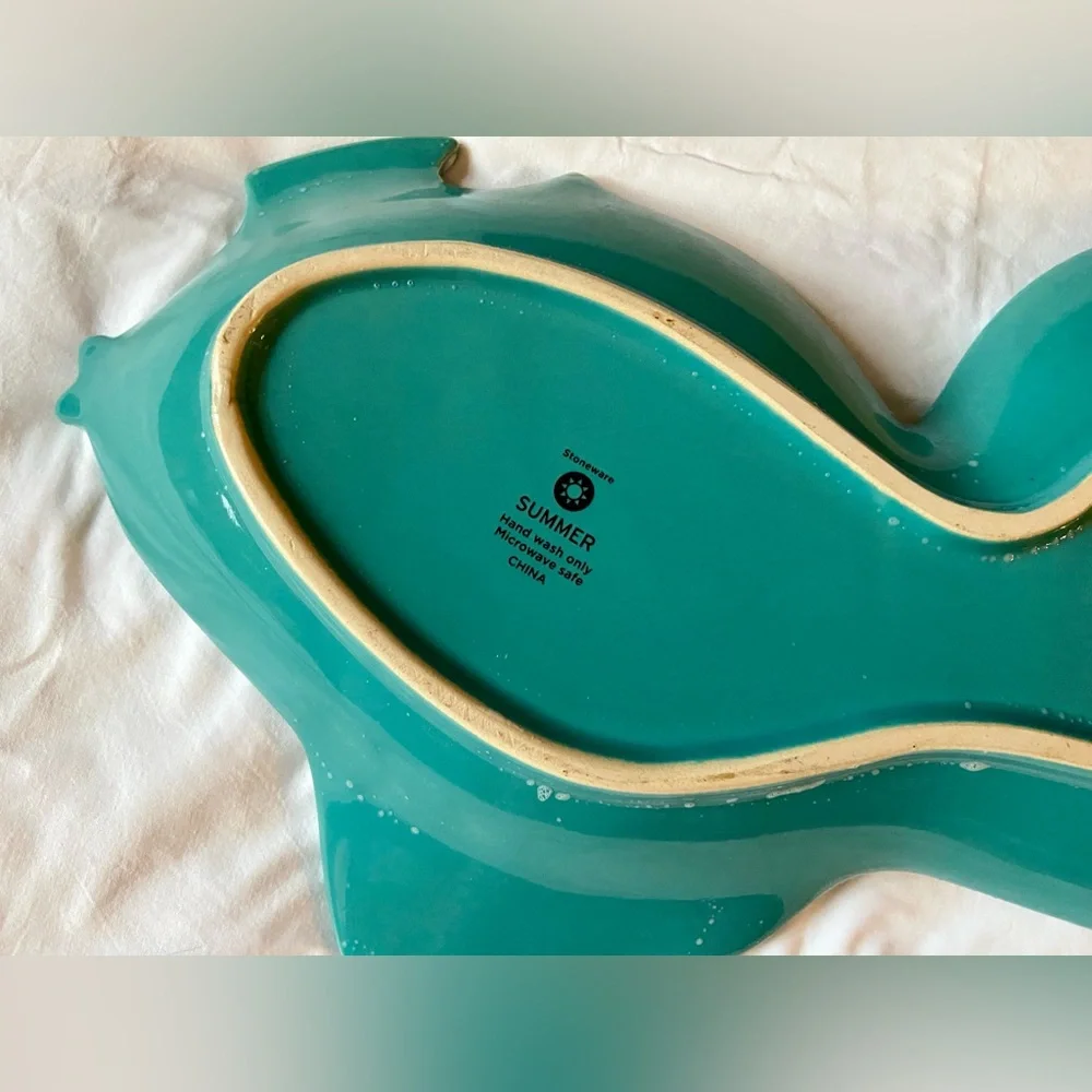 Thrift Store Find 1 Vintage Food Safe Teal🐟 Shaped Plate/Platter/Bowl/Decoration